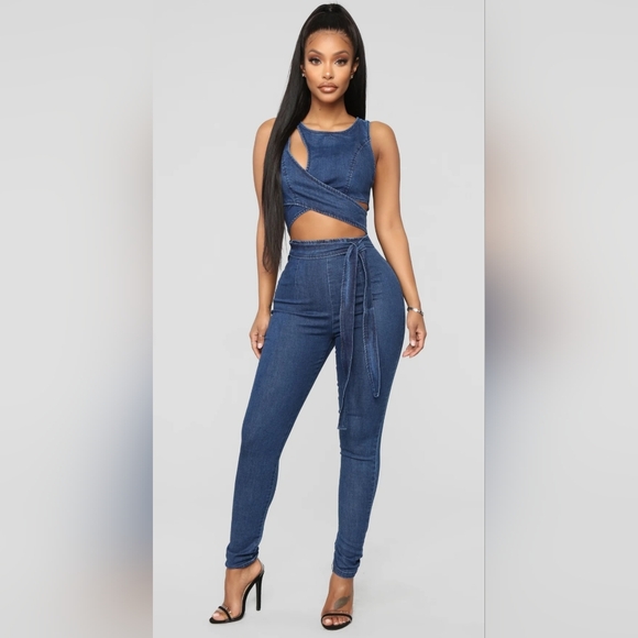 Fashion Nova Pants - Fashion Nova Blue Jumpsuit